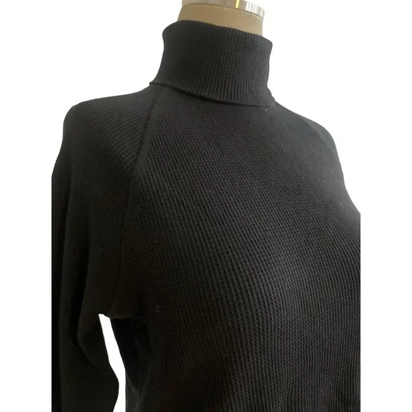 Everlane The Organic Cotton Turtleneck Waffle Tee in Black Small New Womens Top - Picture 6 of 10